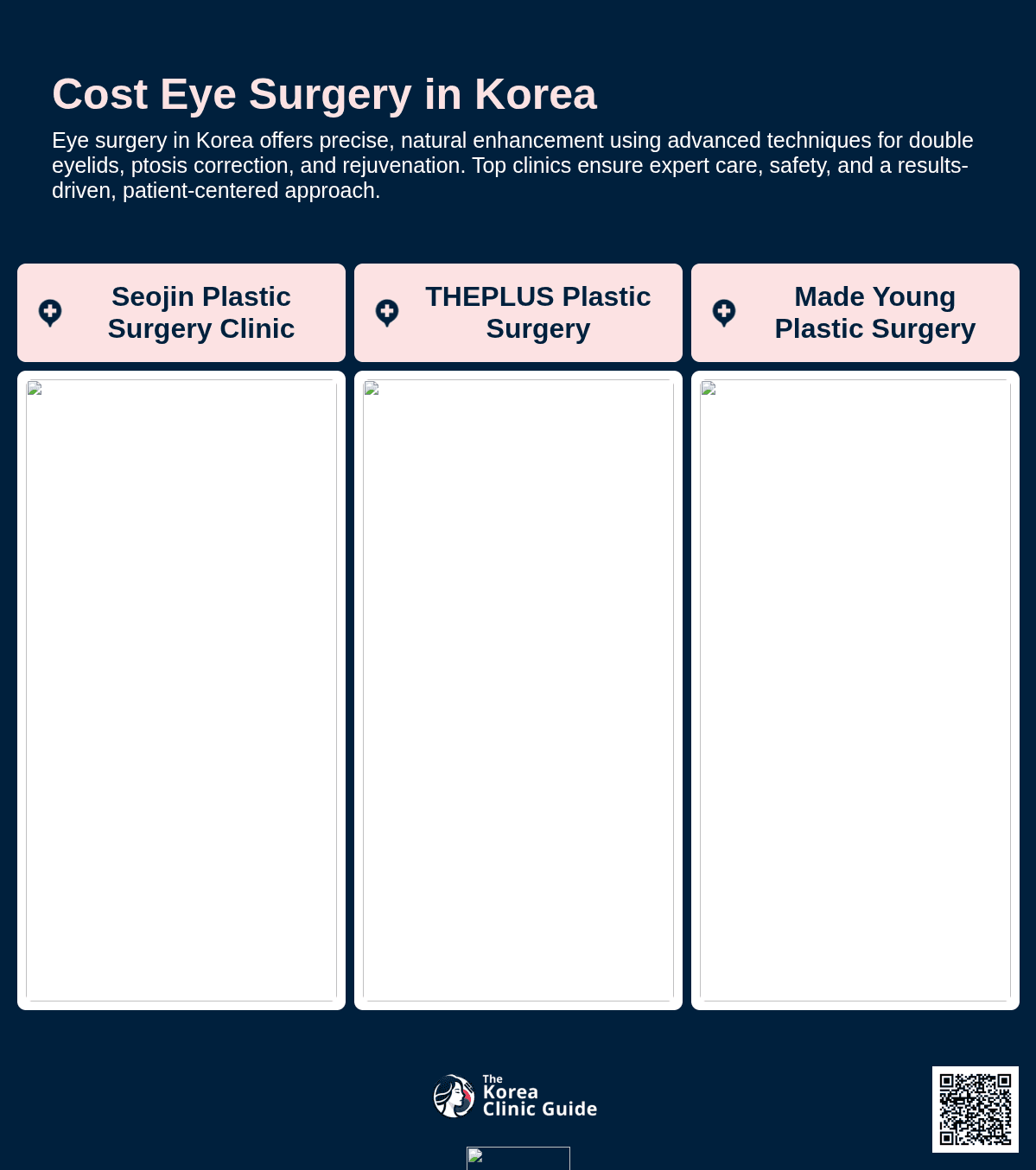 Ptosis Correction, Canthoplasty, Under Eye Fat Removal or Repositioning, Revision Eye Surgery, Double Eyelid Surgery, Blepharoplasty, Under Eye Fat Grafting